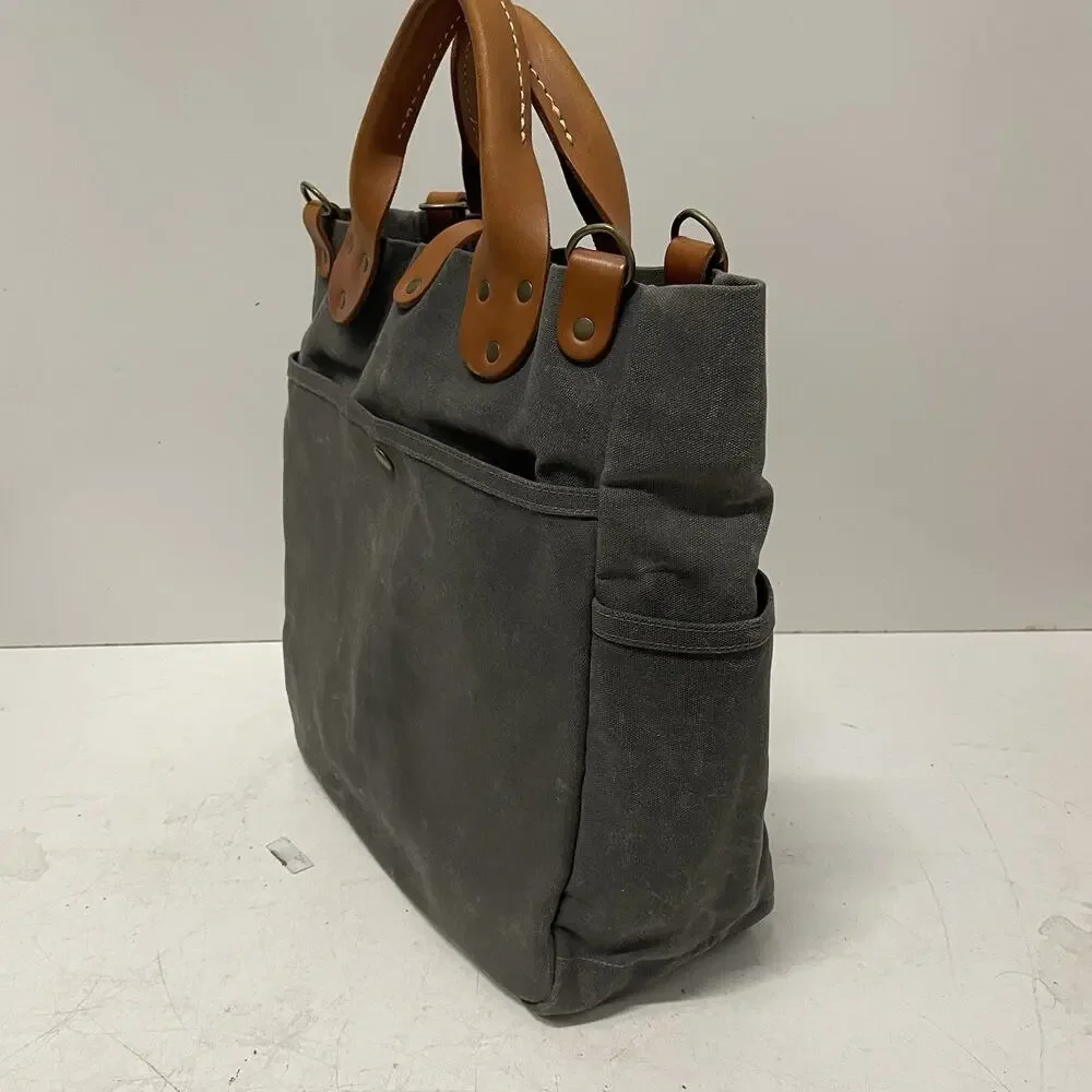 Winter Session Garrison Bag USA Made Waxed Canvas Carryall Tote Leather Brass